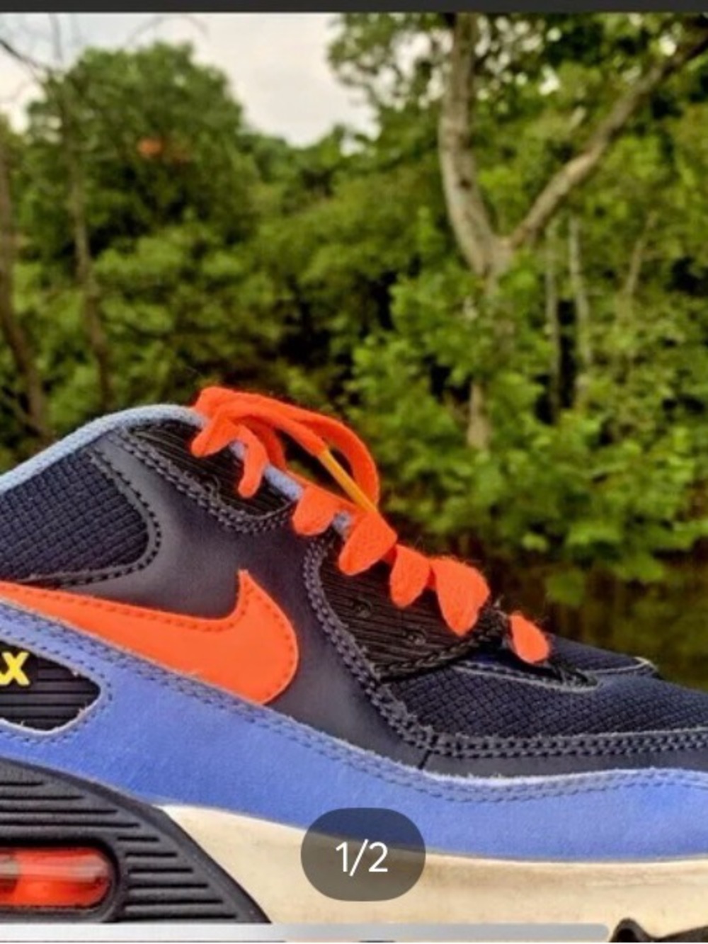 NIKE AIR MAX 90 Mesh Orange Blue Canary Athletic Shoes Size 5.5 Youth